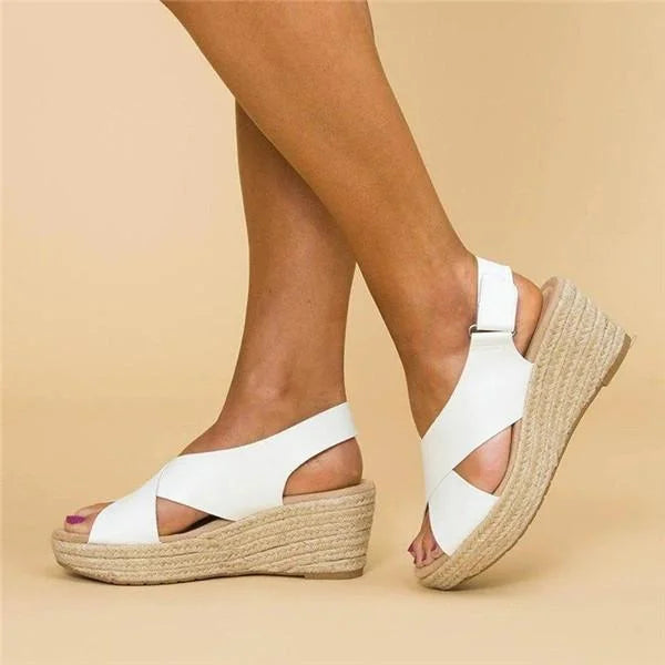 Hailey - Cross Strap Wedge Sandals