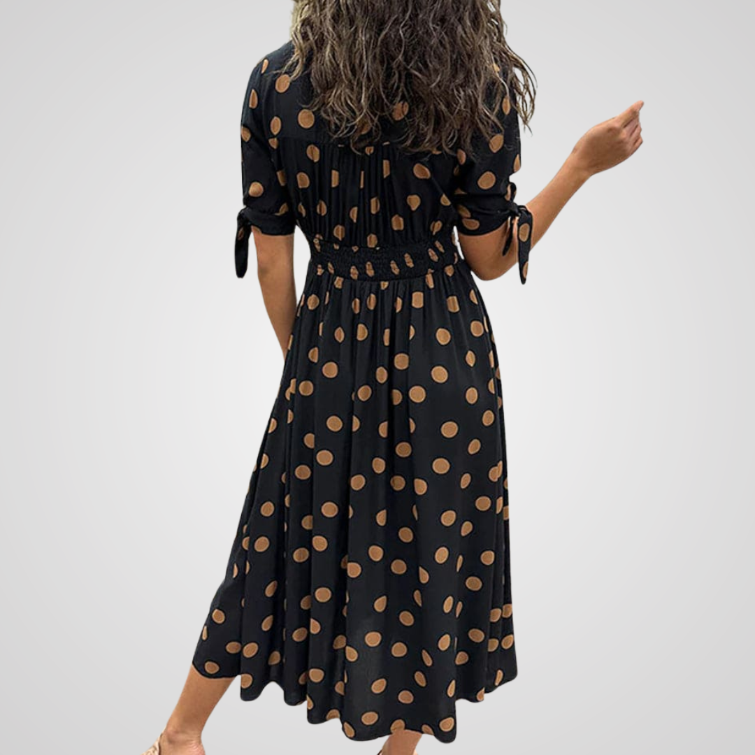 Auroria -  Elegant Polka Dot Dress