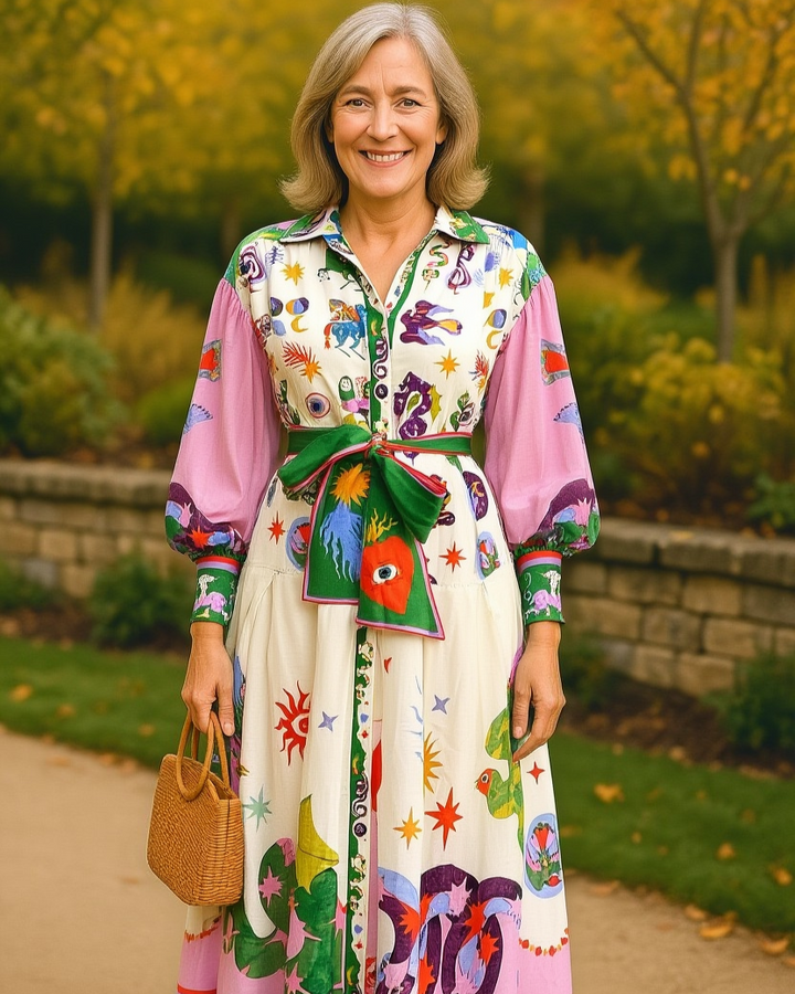 Niah – Artistic Belted Maxi Dress