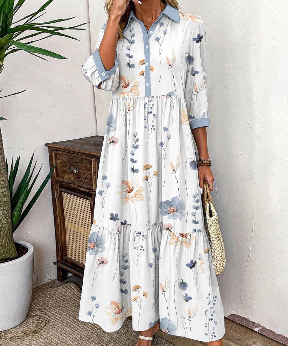 Haisley - Fresh maxi dress with print & collar