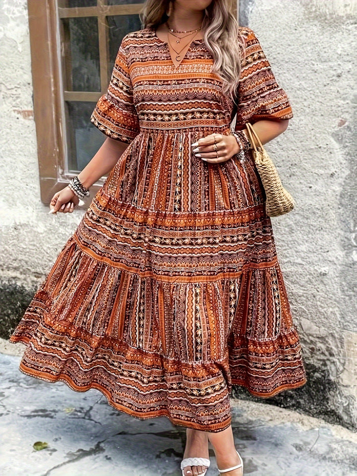 Adalyne - Charming Bohemian Dress with Elegant Ethnic Pattern