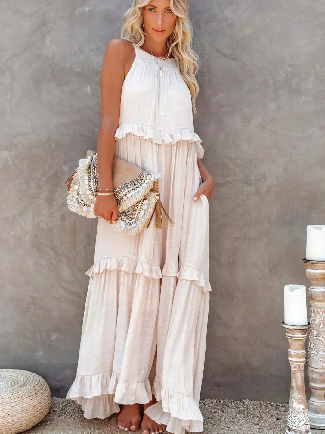 Aisha – Flowing Ruffle Maxi Dress