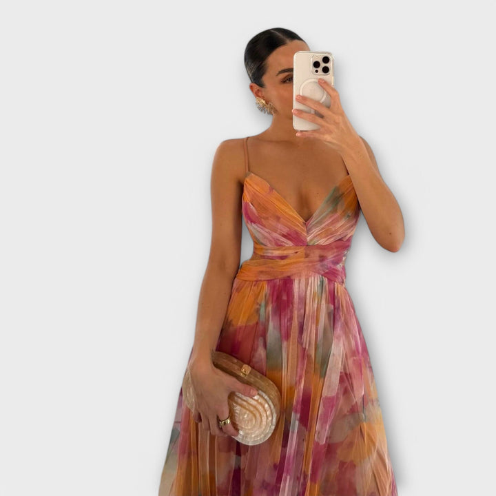 Tanique - Mesh Maxi Dress  Elegant and Figure-Shaping