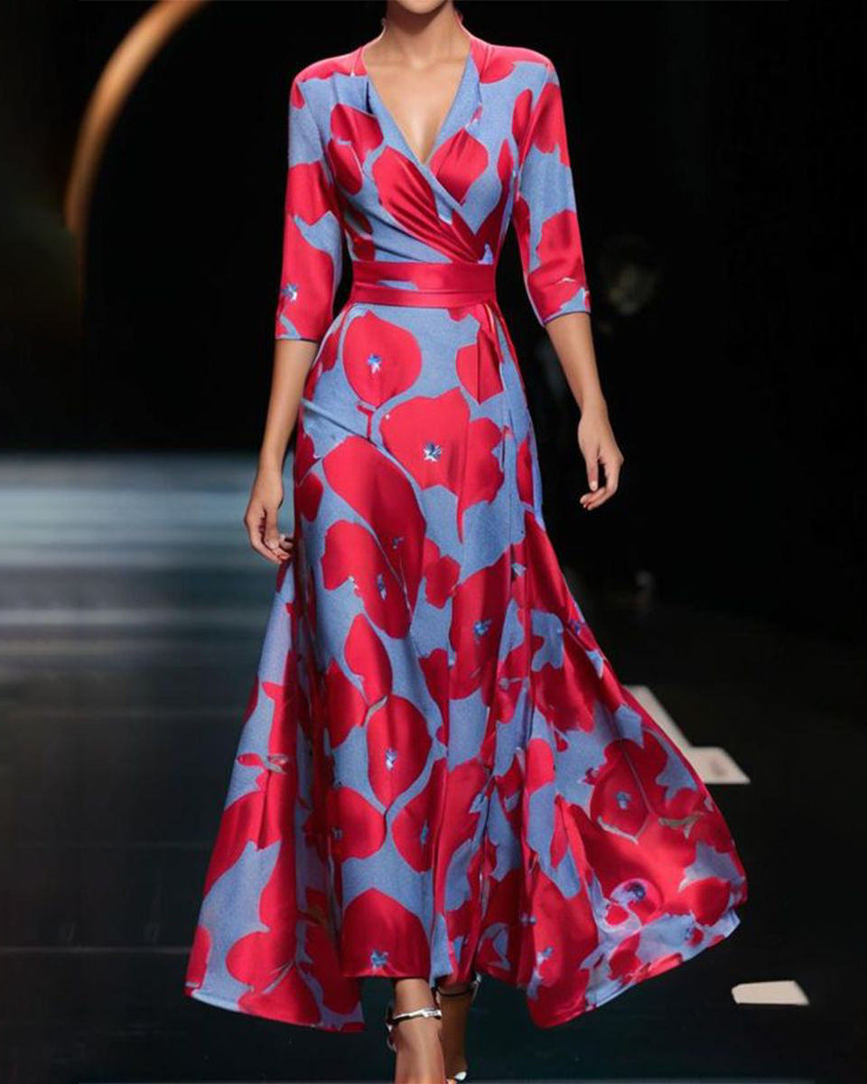 Veyona – Elegant V-Neck Maxi Dress