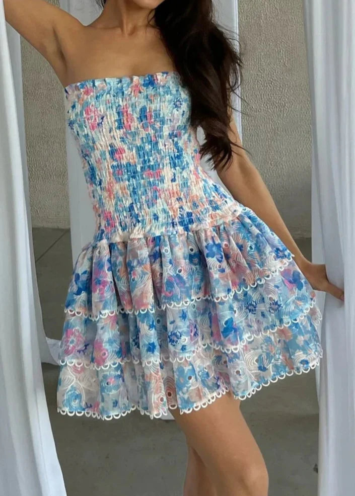 Kaylee - Strapless Floral Dress
