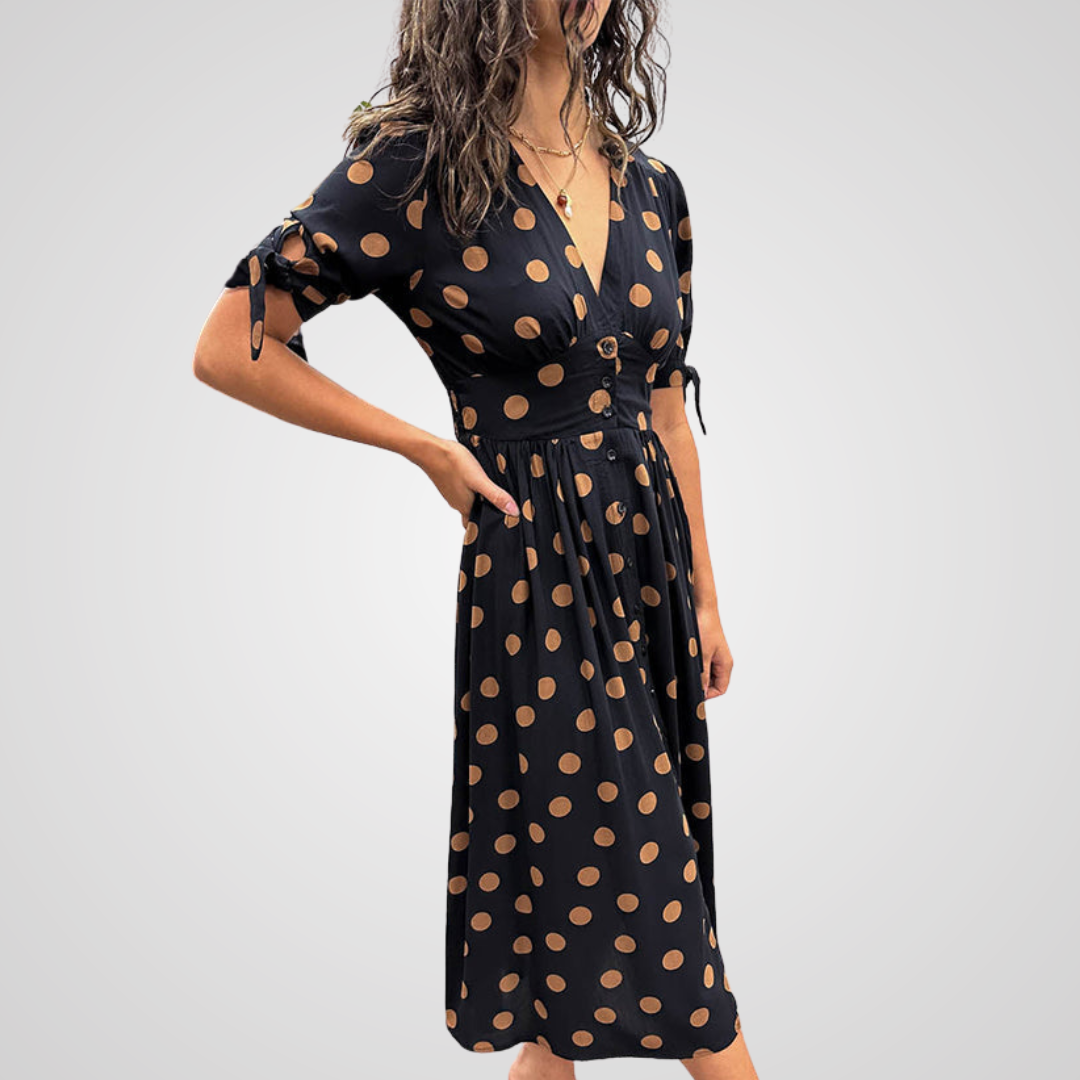 Auroria -  Elegant Polka Dot Dress