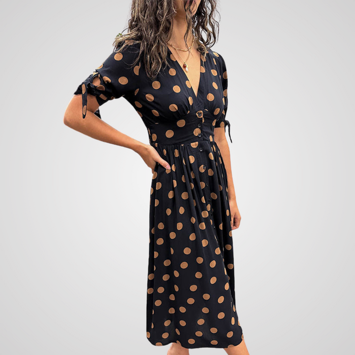 Auroria -  Elegant Polka Dot Dress