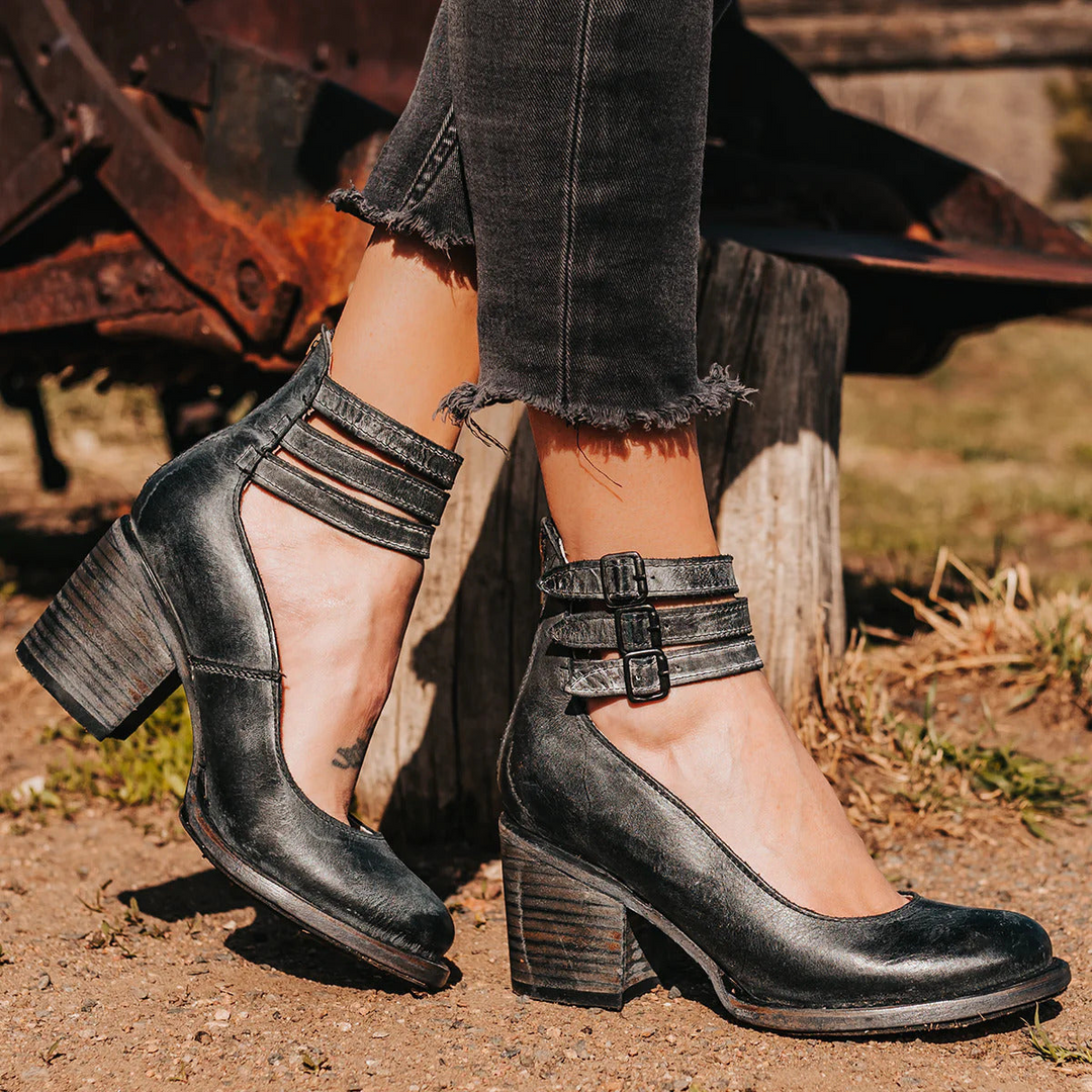 Halinor - Buckled leather heels