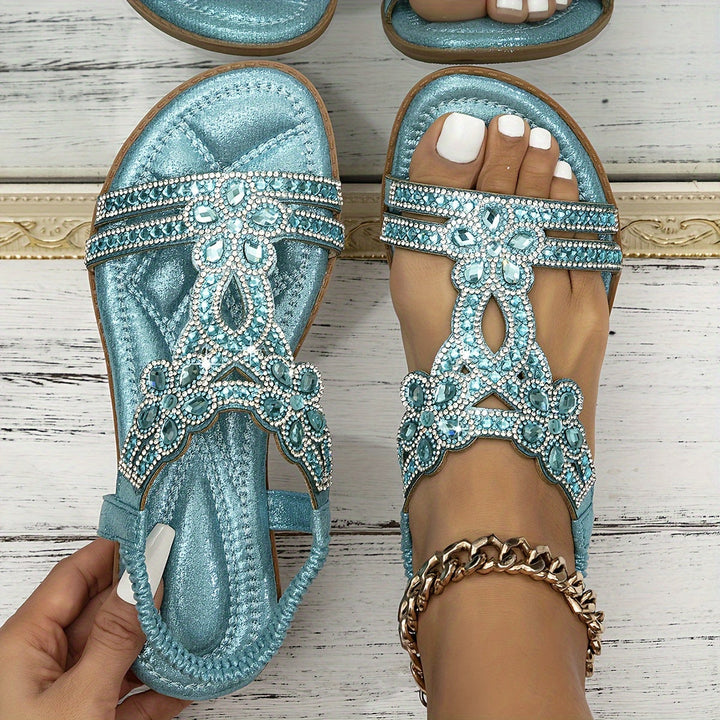 Isabella - Sparkling Crystal Flat Sandals