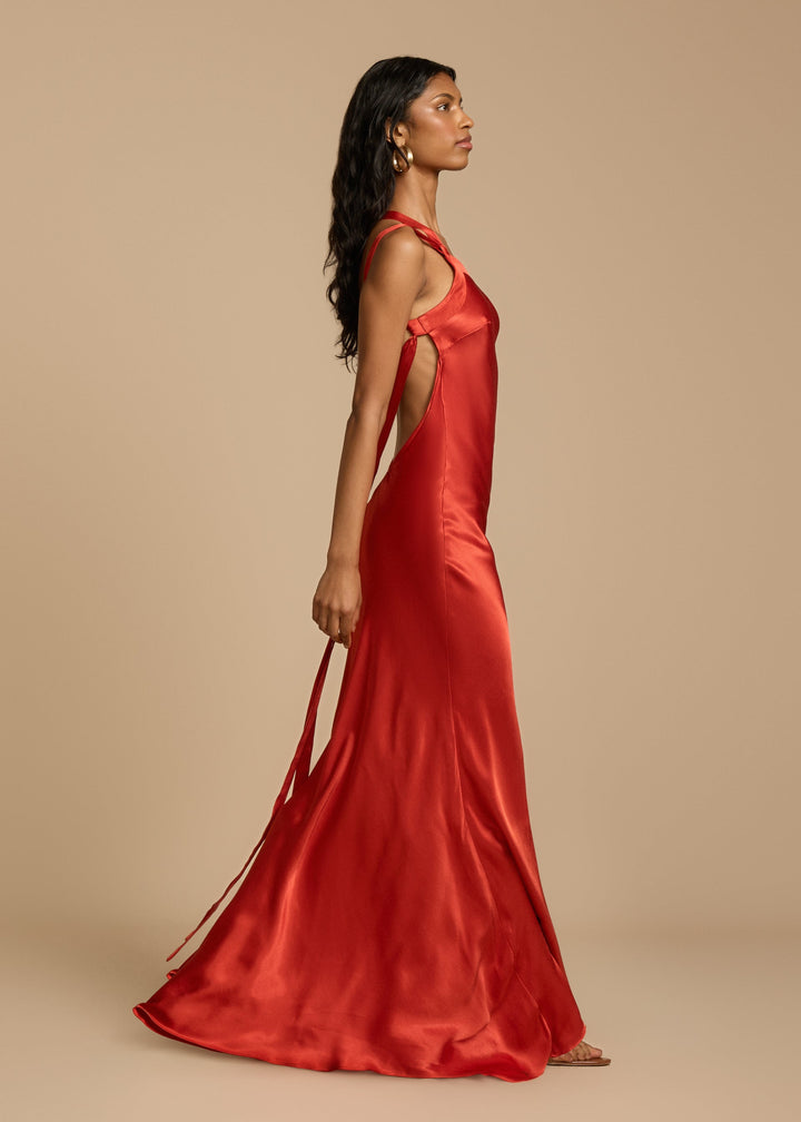 Ella - One-shoulder satin maxi dress