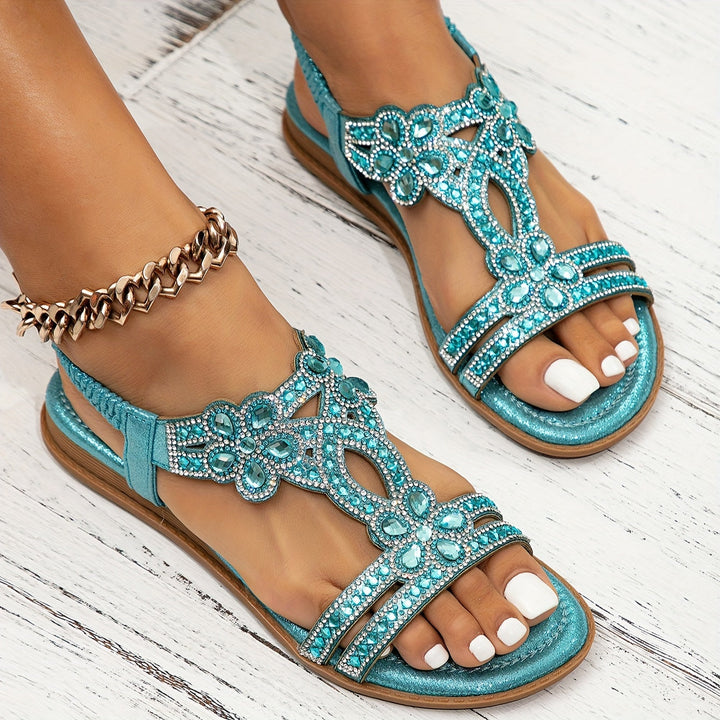 Isabella - Sparkling Crystal Flat Sandals
