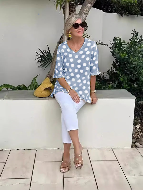Evella -  Stylish V-Neck Blouse
