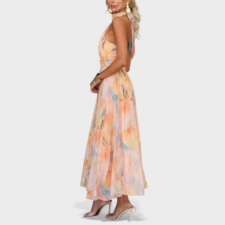 Zephyra - Abstract Halter Maxi Dress
