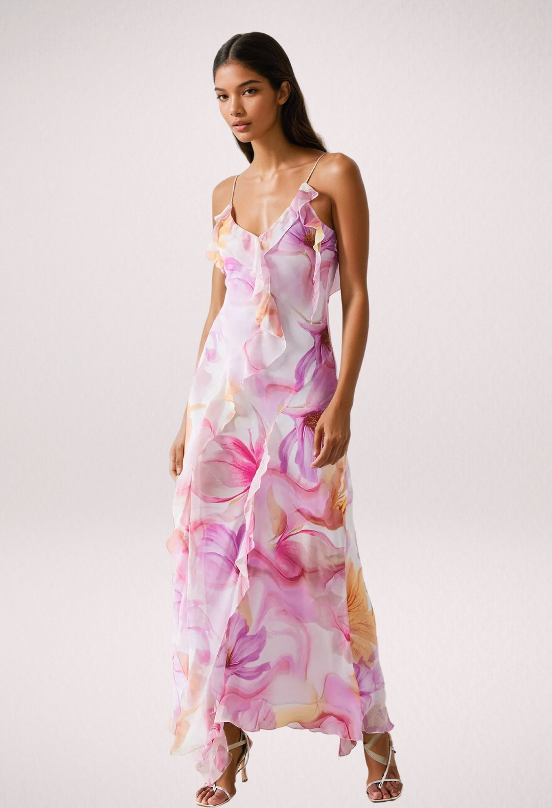 Rhionessa - Floral Ruffle Maxi Dress
