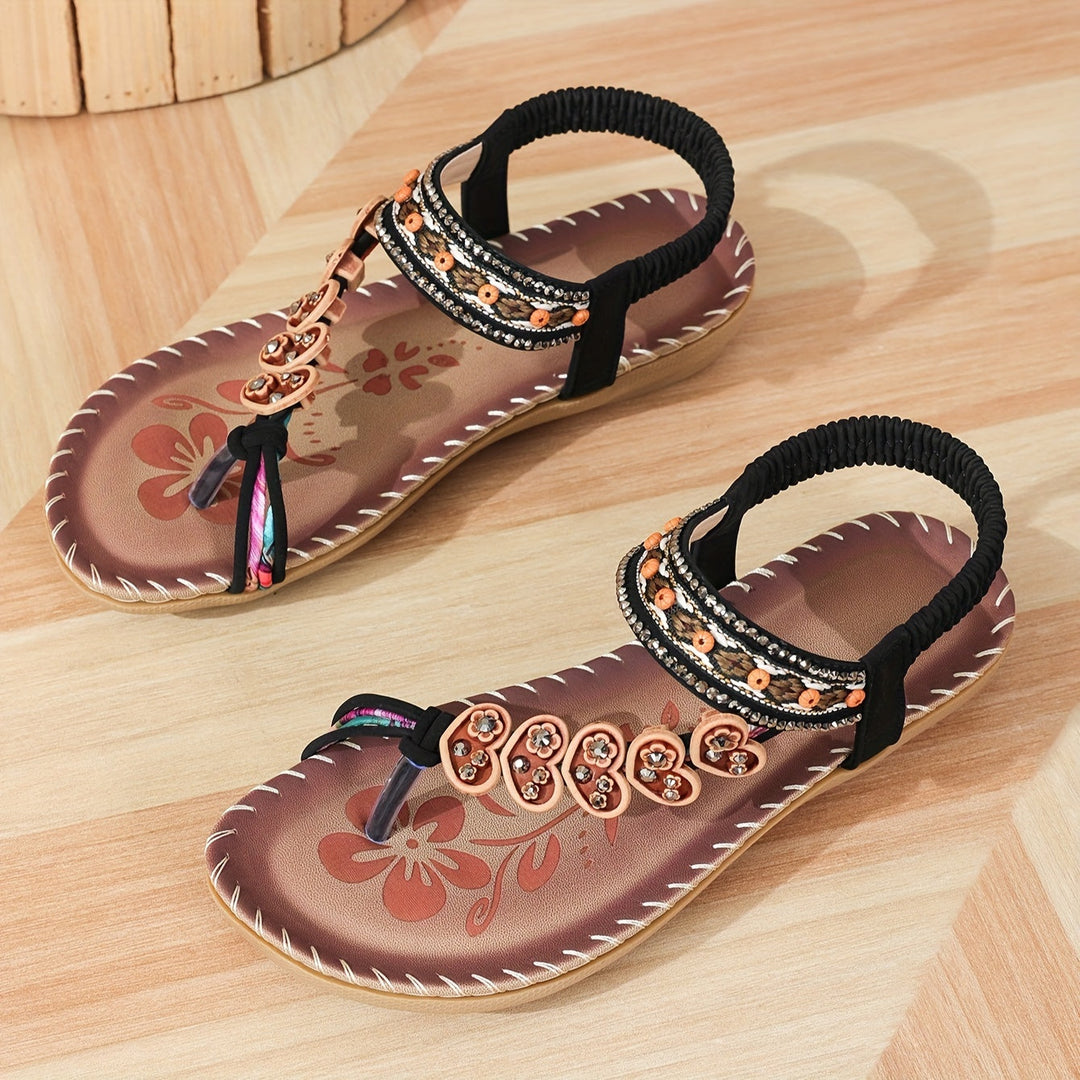Valeria - Boho Beaded Flat Sandals