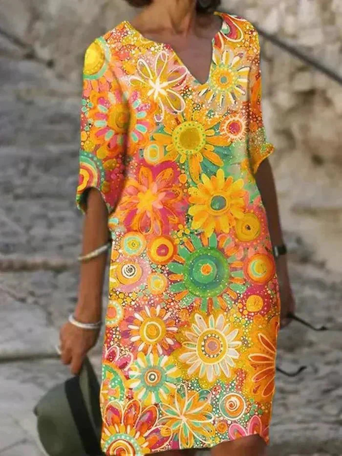 Marinda - Vibrant Floral Midi Dress