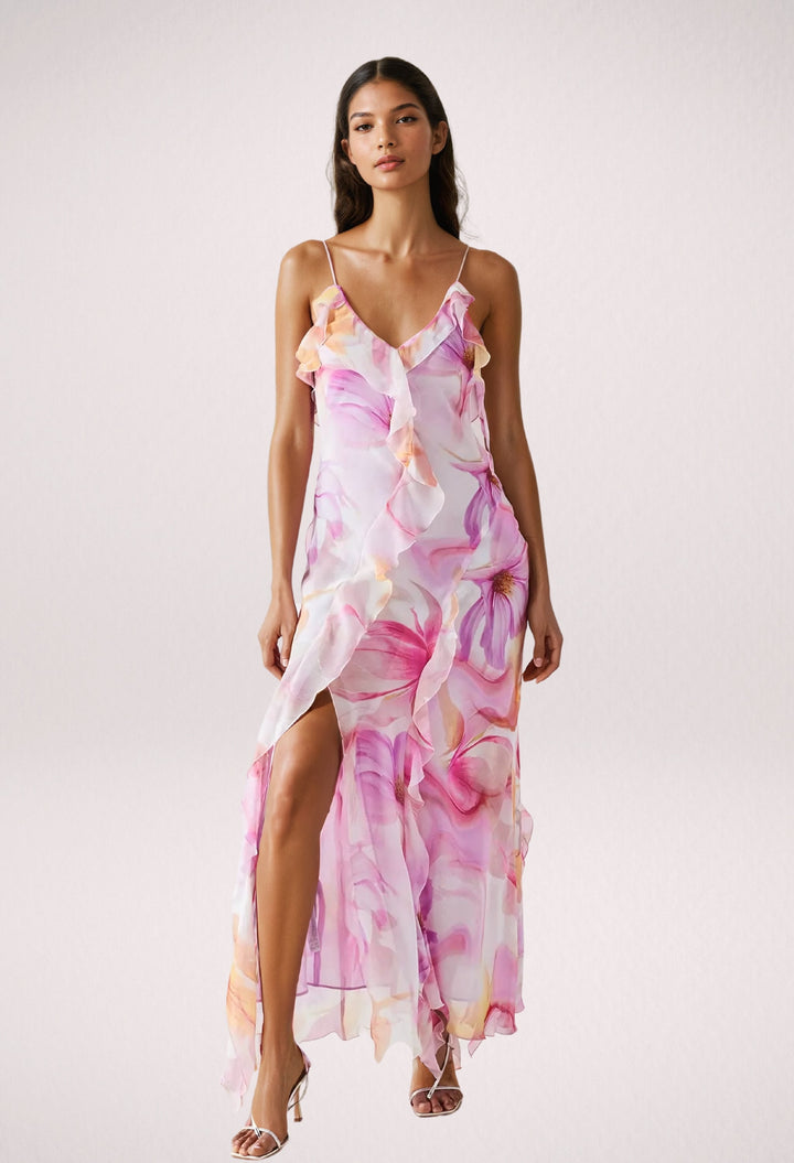 Rhionessa - Floral Ruffle Maxi Dress