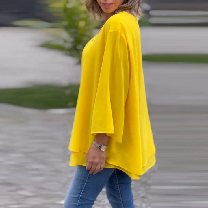 Romilly -  V-Neck Flowy Zipped Top