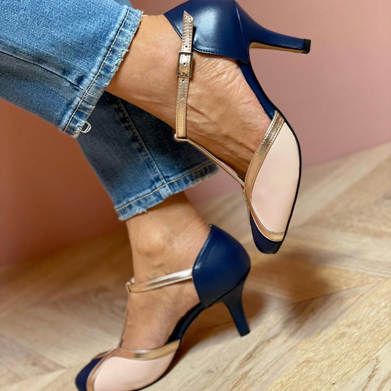 Josie - Elegant T-strap pumps, round toe, colorful and extremely comfortable