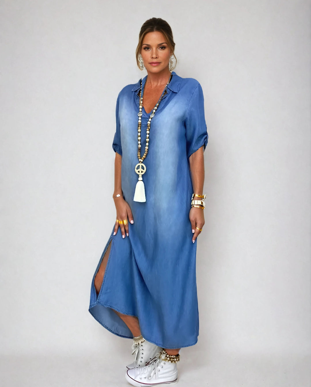 LEA | Langes Kleid im Jeans-Look