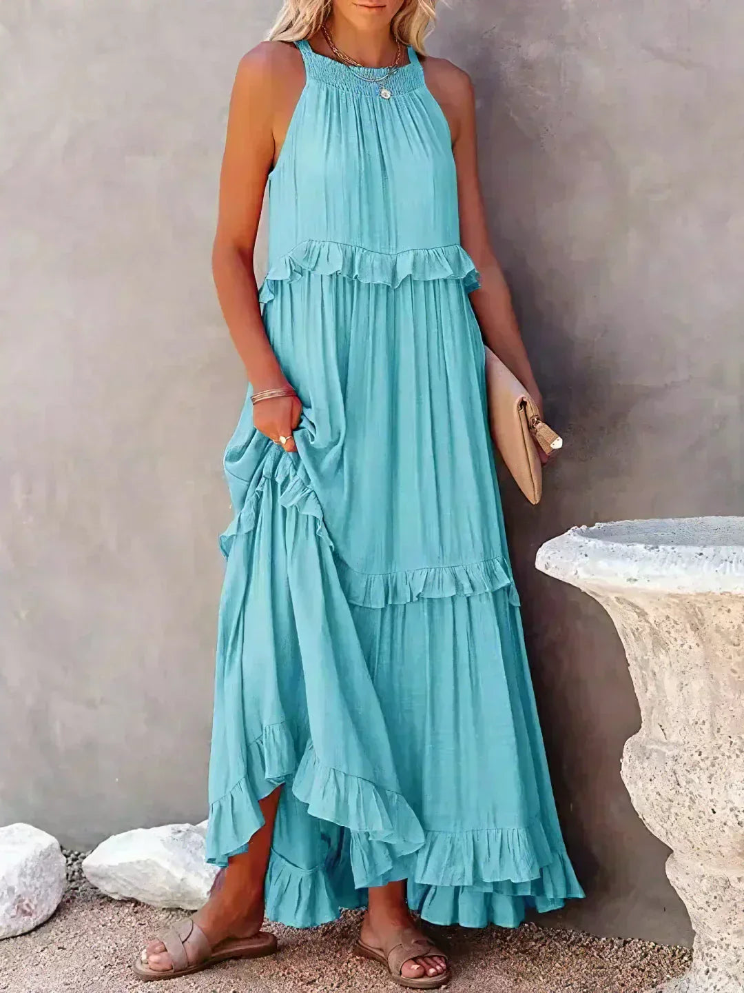 Aisha – Flowing Ruffle Maxi Dress