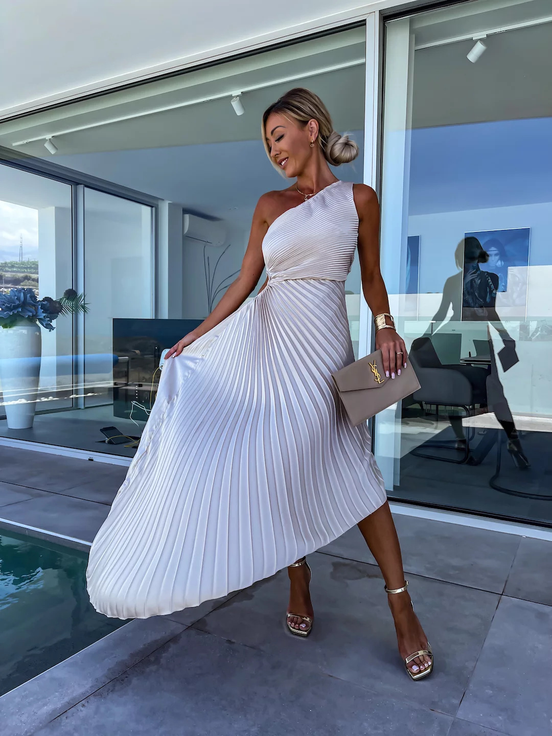 Dakota - One-shoulder pleated maxi dress