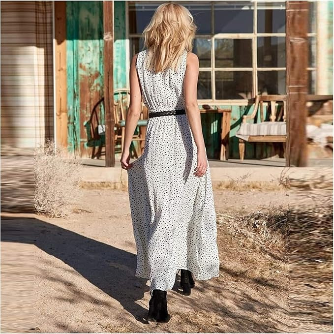 Orlina - Charming Boho Maxi Dress with Polka Dot Pattern