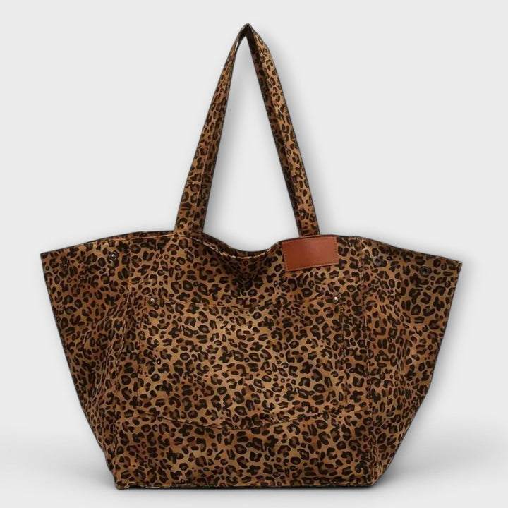Vionara - Elegant Leopard Print Canvas Shoulder Bag