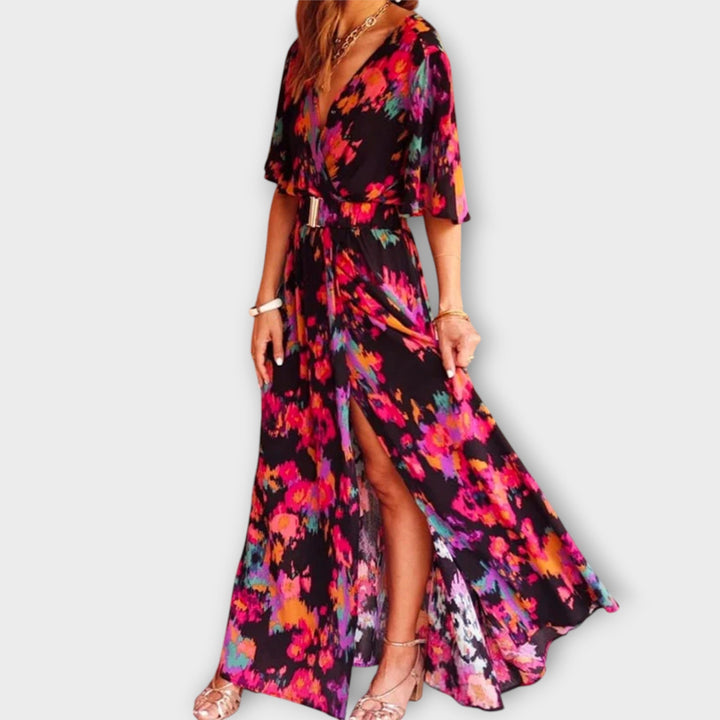 Aviera - Stylish Wrap Maxi Dress with Flowing Design
