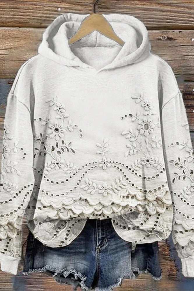 Eden - Hooded Sweatshirt in Lace Prato