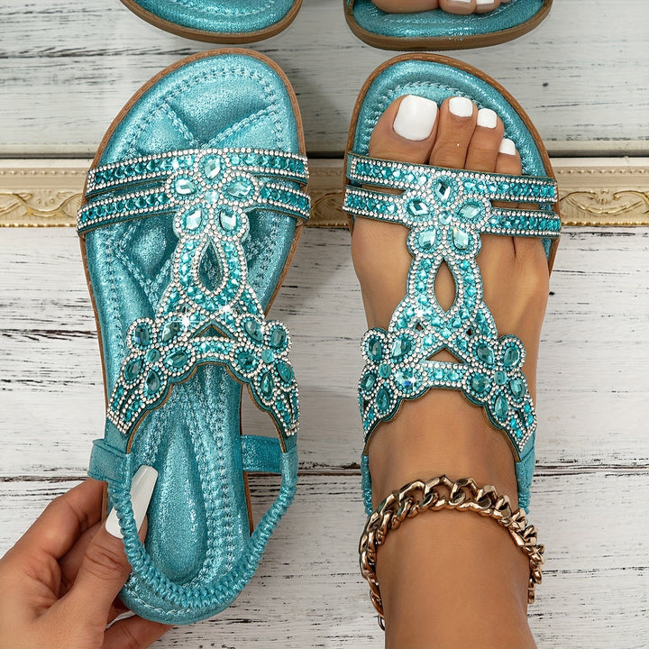 Isabella - Sparkling Crystal Flat Sandals