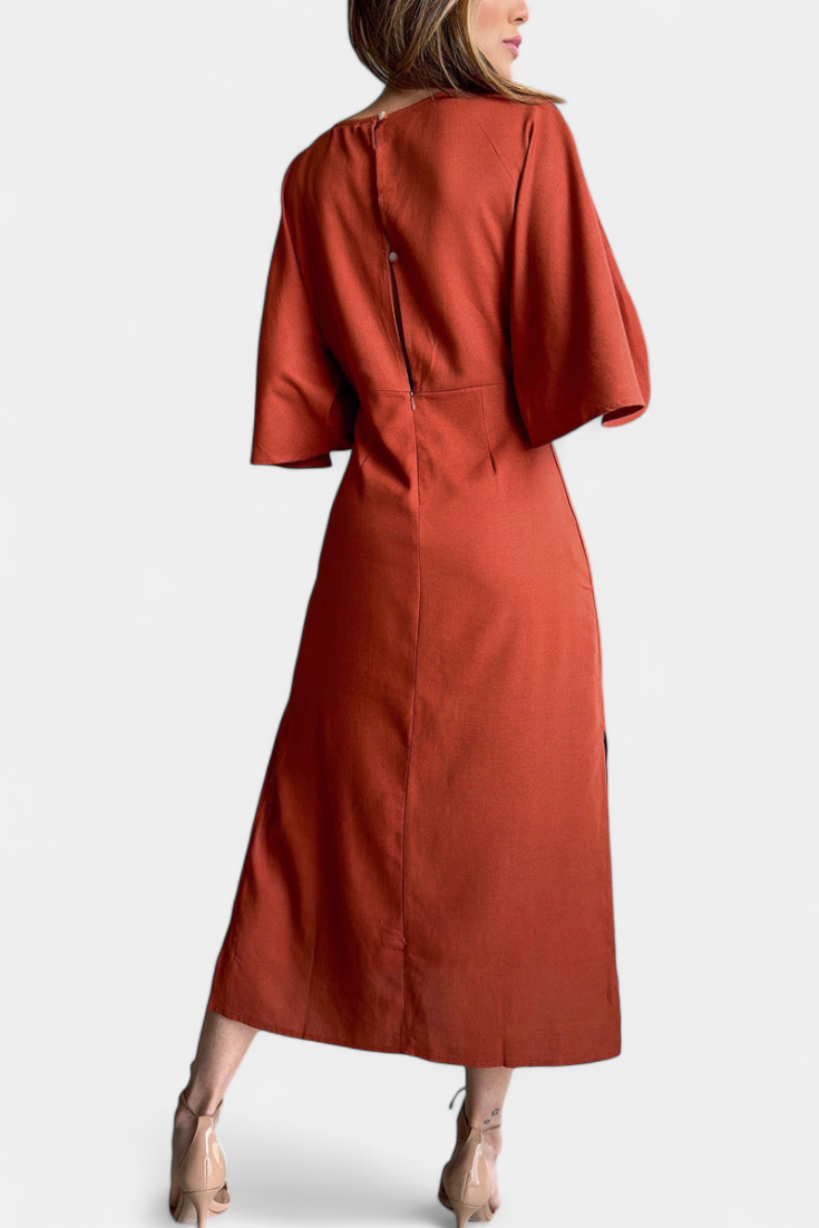Daphné | Casual Dress with V-Neck and Front Knot