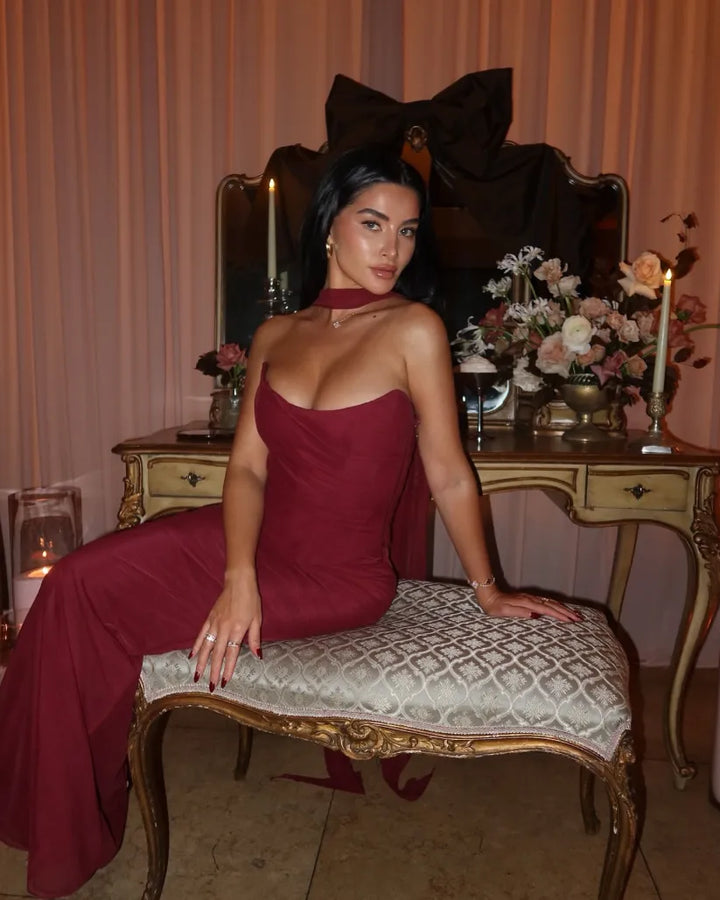 Deloraen - Strapless Bodycon Maxi Dress