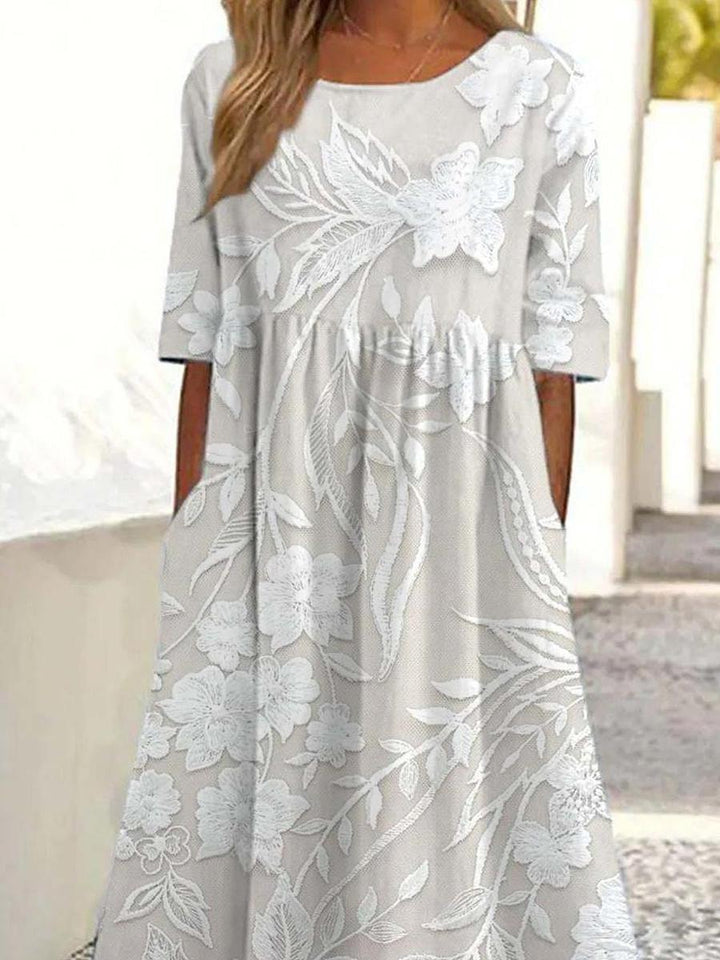 Elowen - Classic midi dress with print & side pockets