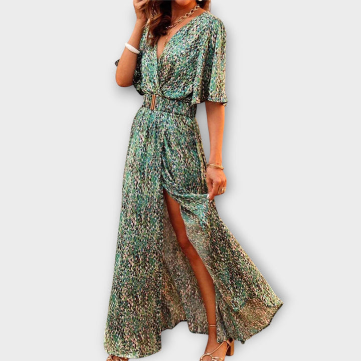 Aviera - Stylish Wrap Maxi Dress with Flowing Design