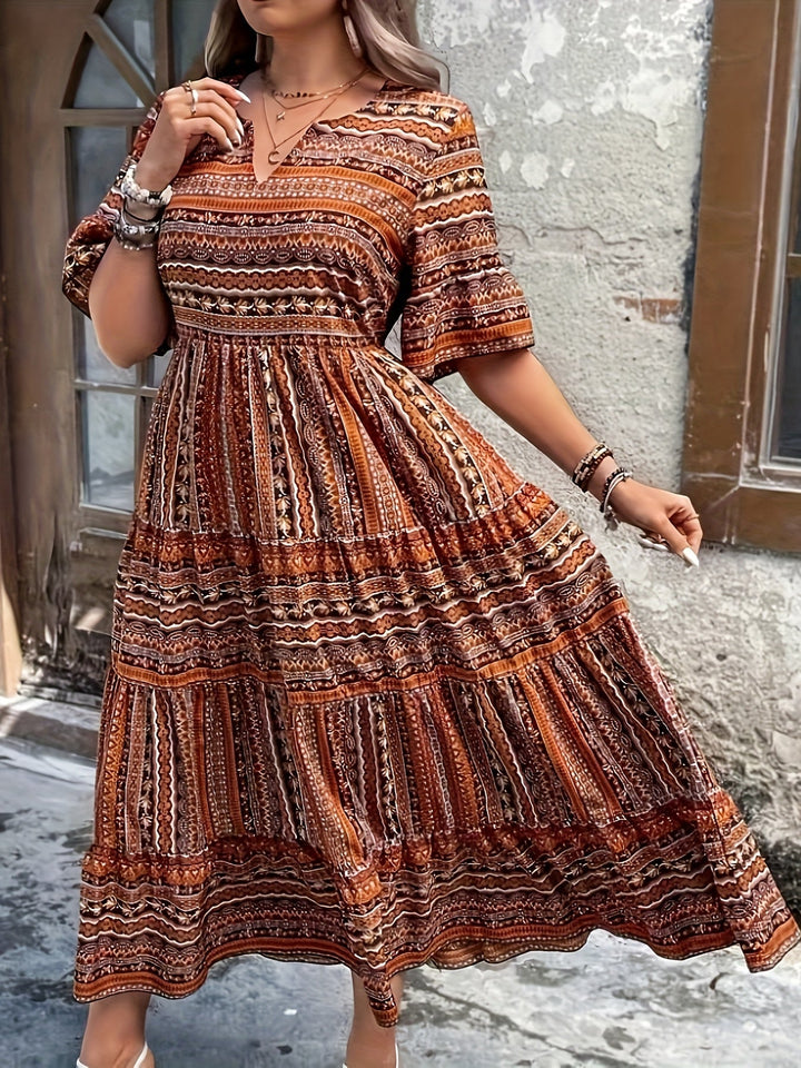 Adalyne - Charming Bohemian Dress with Elegant Ethnic Pattern