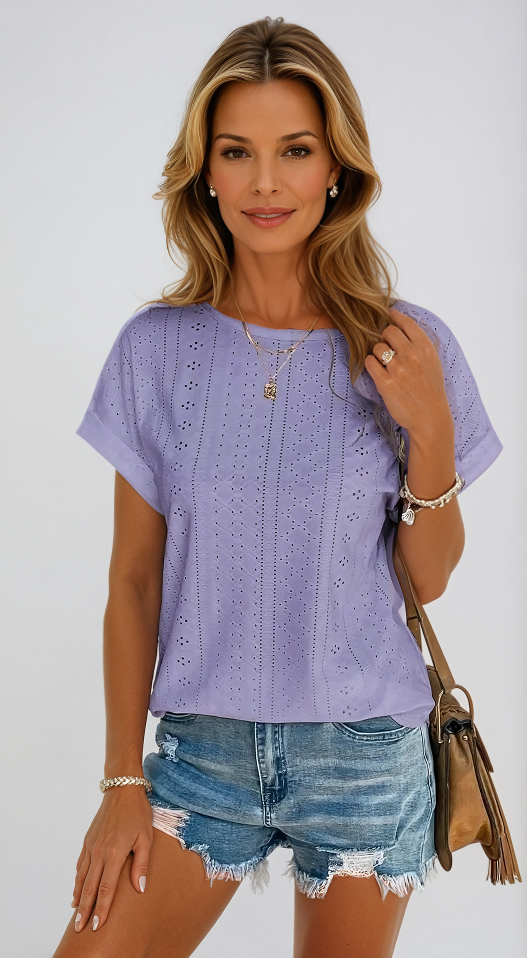 Winona -  Casual Eyelet Top