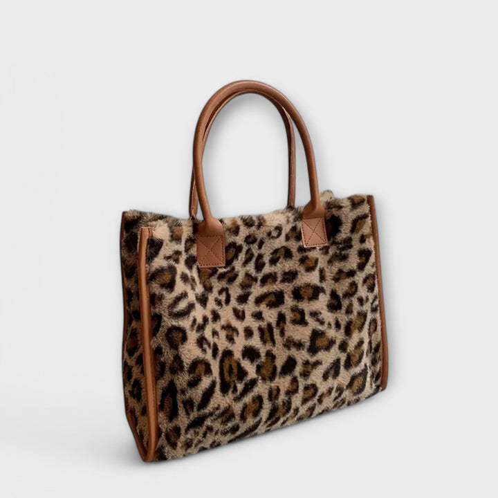 Norlena - Chic Leopard Print Plush Tote
