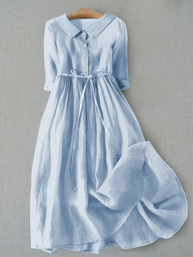 Clover - Elegant lace dress with half sleeves and waist cut