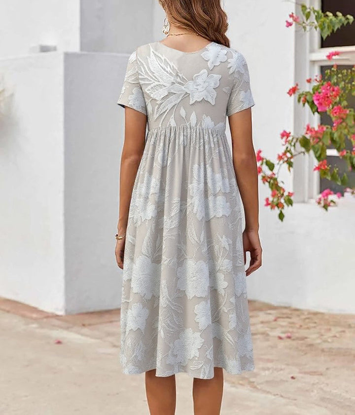 Elowen - Classic midi dress with print & side pockets