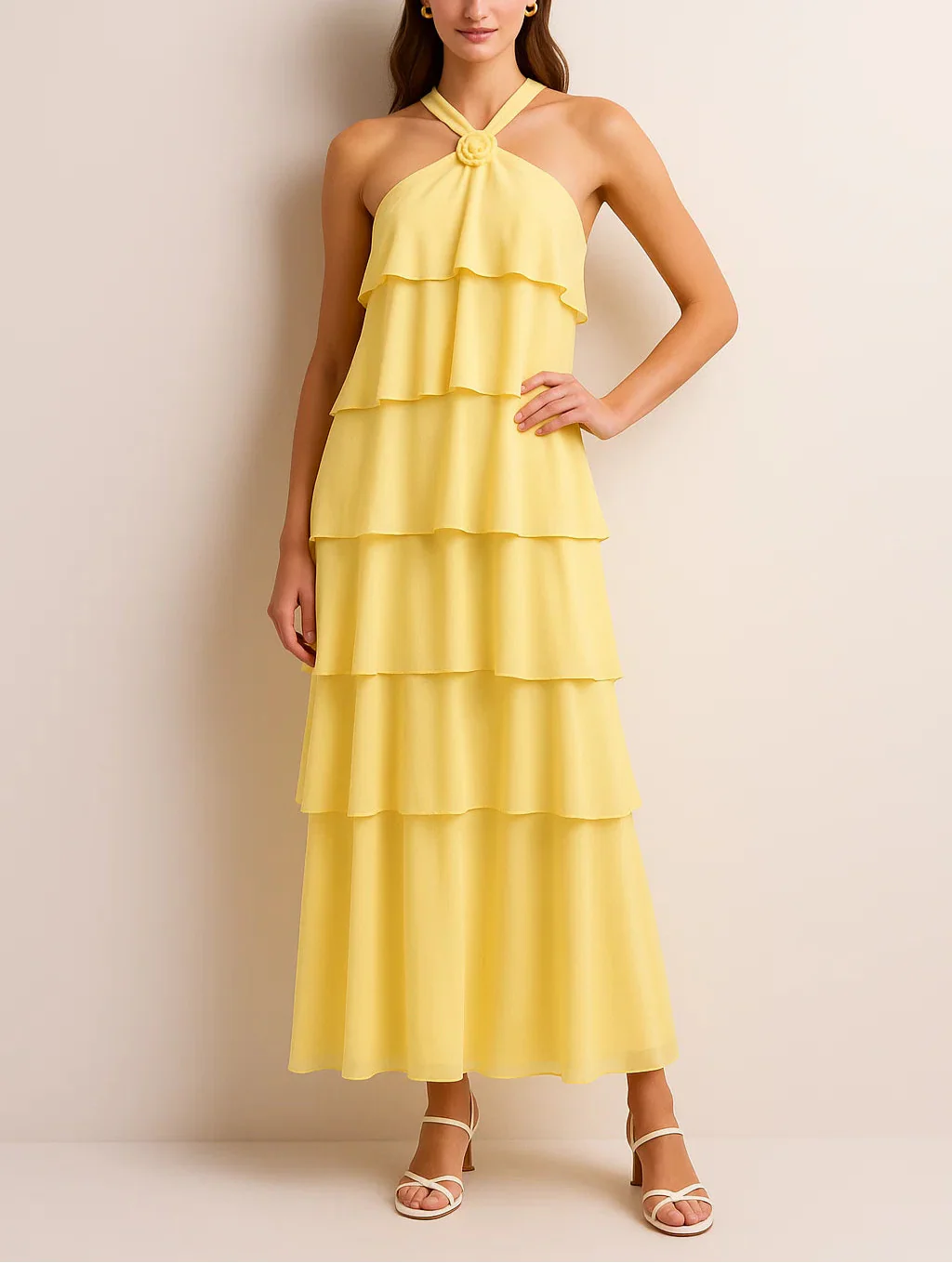Xivanae - Ruffle Backless Maxi Dress