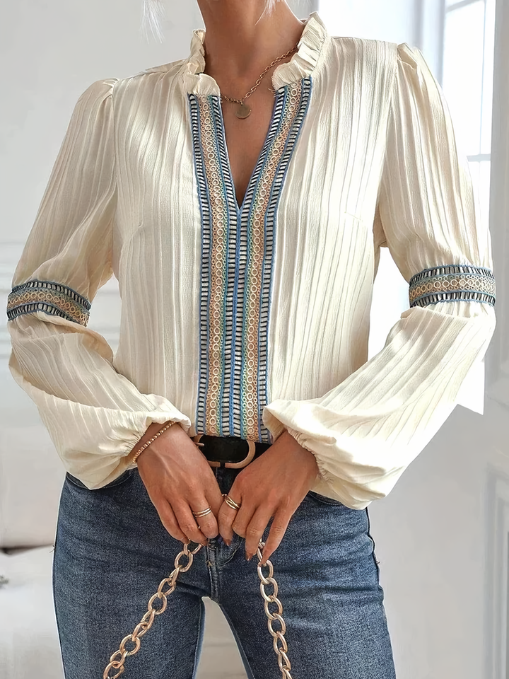 Marigold -  Stunning V-Neck Blouse