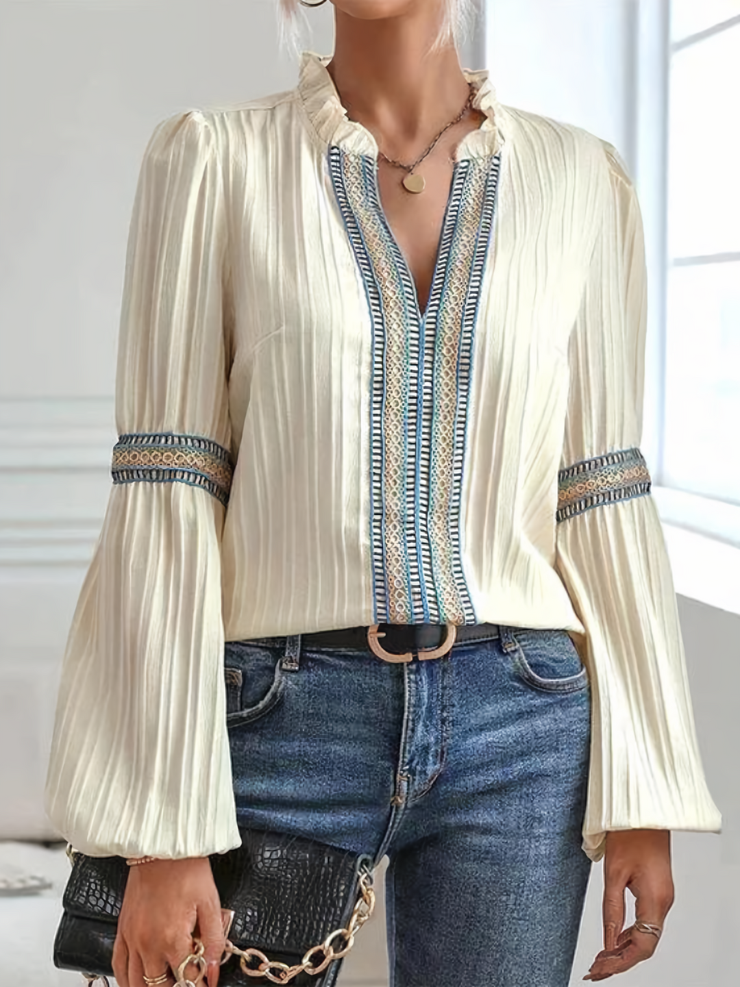 Marigold -  Stunning V-Neck Blouse