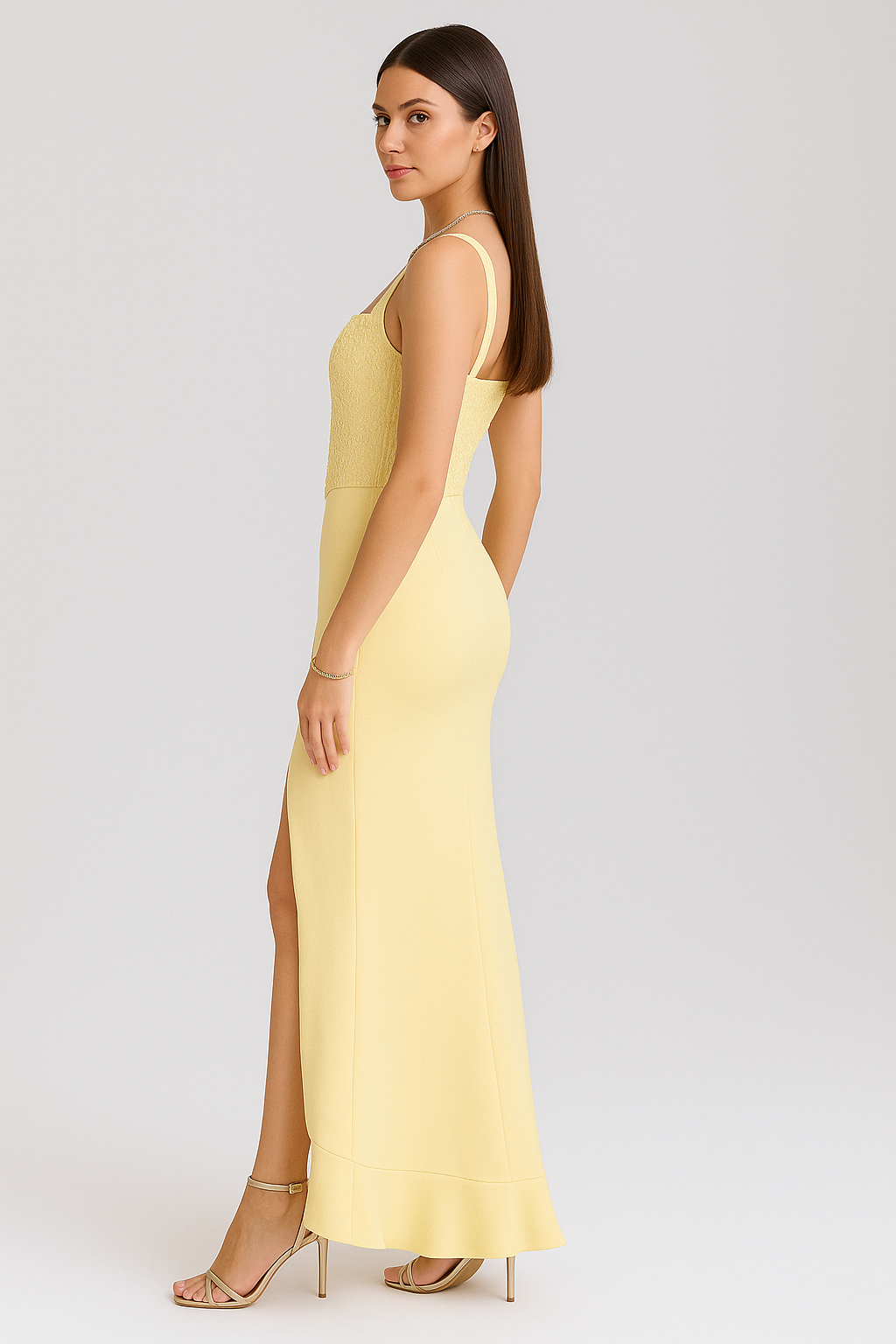 Lara - RUFFLED SATIN CORSET DRESS