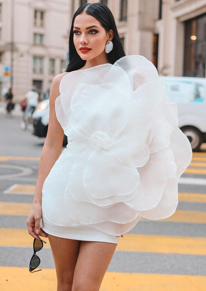 Prythria - Flower One Shoulder Mini Dress