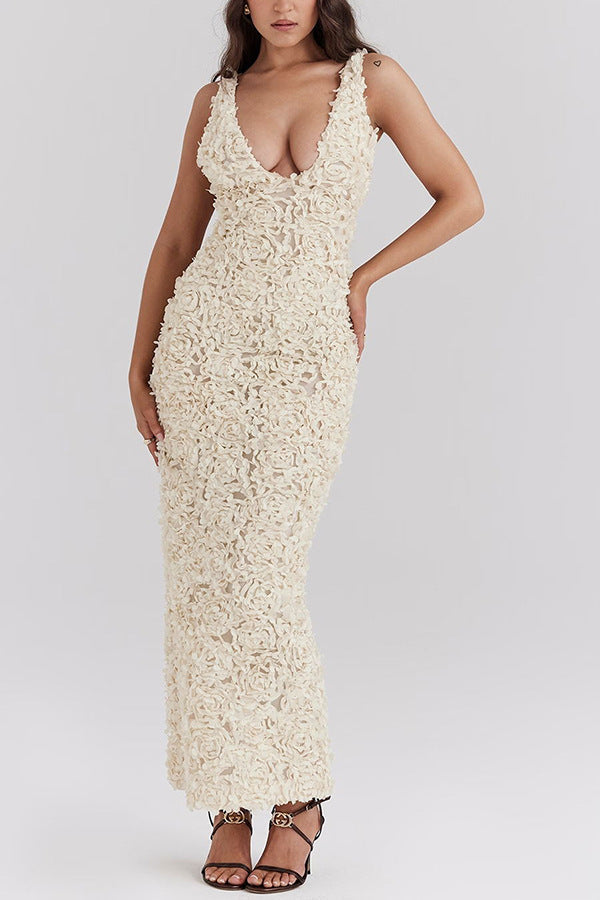 Zorivelle - Floral Backless Maxi Dress