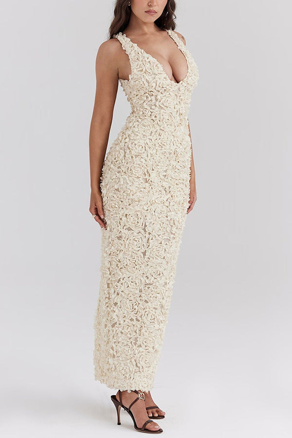 Zorivelle - Floral Backless Maxi Dress
