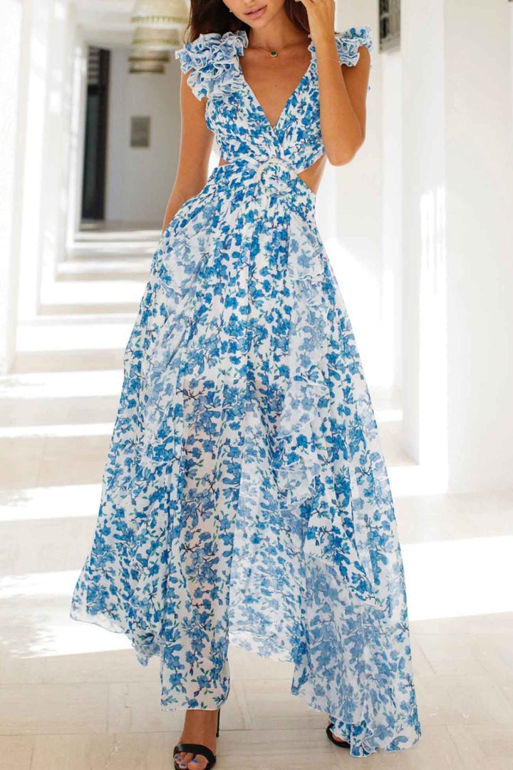 Madison - Maxi dress with ruffle sleeves and cutouts