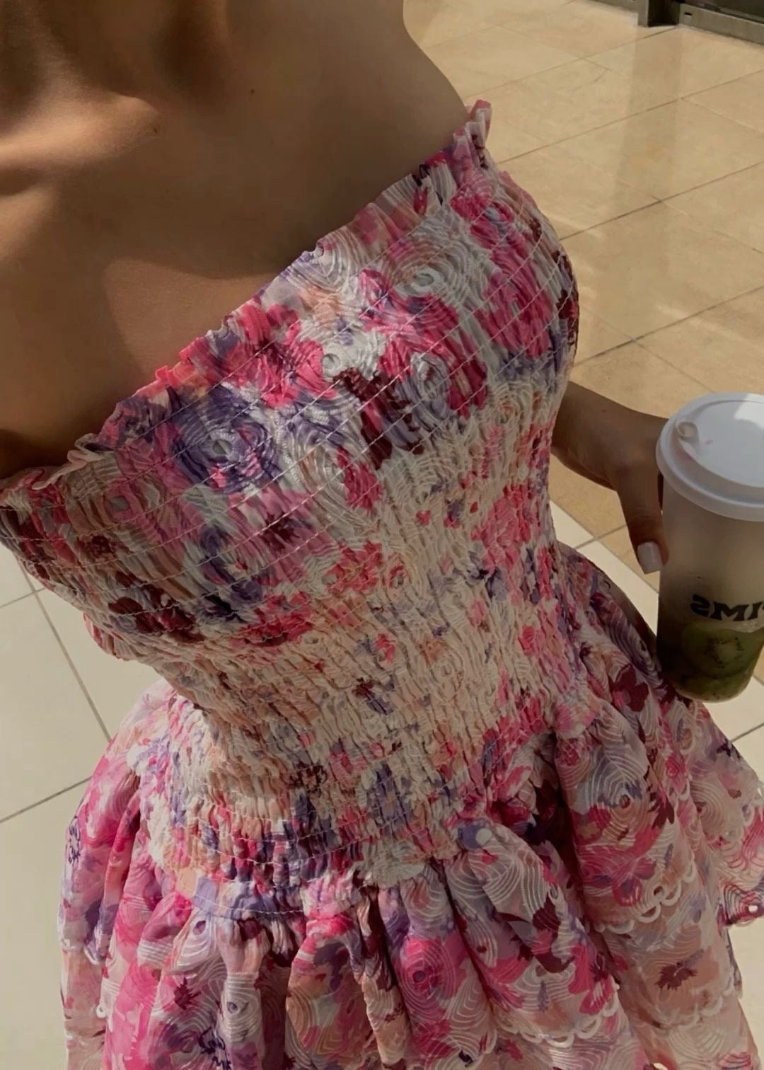 Cecilia - Strapless Floral Dress