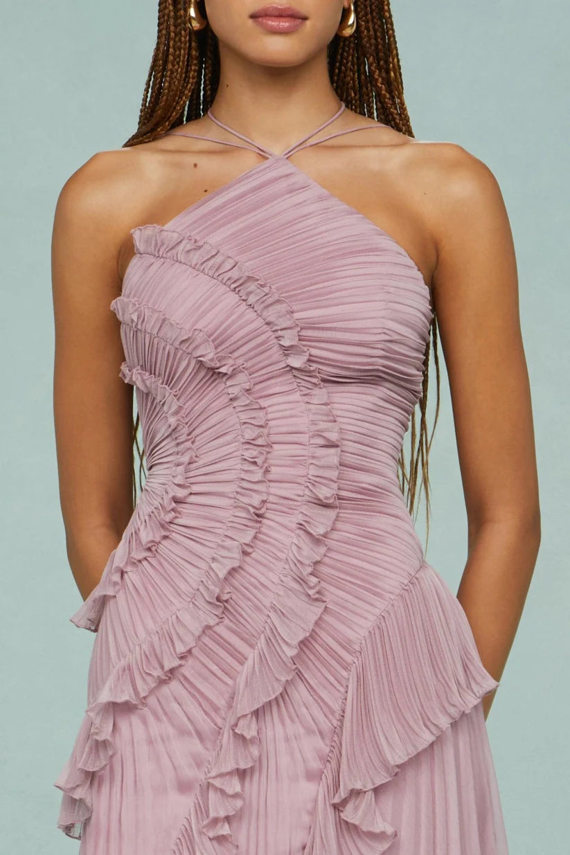 Olivia - Pleated ruffle gown